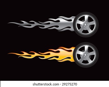 Silver And Gold Flaming Tires