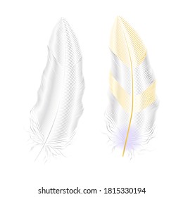 Silver and gold glitter feathers.Boho style elements,tattoo template.Hippie 
 gold design elements on a black background.Vector illustration.