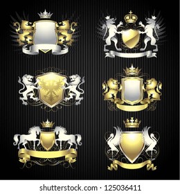 Silver and gold heraldry set