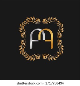 SILVER AND GOLD INITIAL AA LETTER LOGO