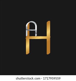 SILVER AND GOLD INITIAL AH HALETTER LOGO