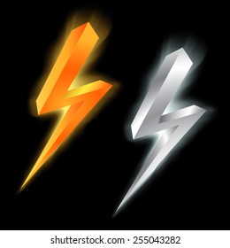 silver and gold lightning icon