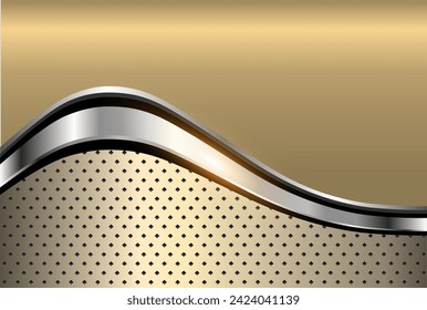 Silver gold metal background, 3D polished chrome metallic and shiny texture, vector illustration.