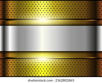 Silver gold metal background, chrome texture metallic, shiny metallic wallpaper, 3d vector illustration.