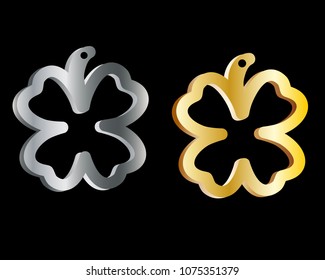 Silver and gold pendant in the form of four-leaf clover
