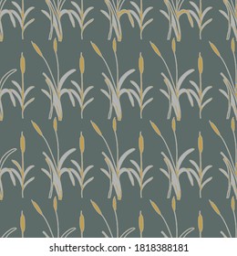 Silver and gold pond plant vector repeat pattern