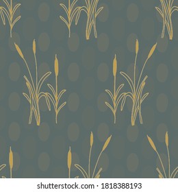 Silver and gold pond plant vector repeat pattern