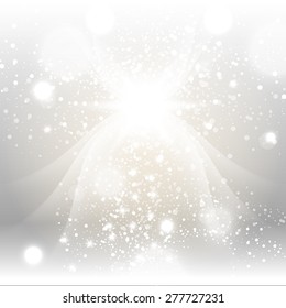 Silver Gold Sparks Winter Soft Pastel Bokeh Pale Abstract Background Vector Illustration