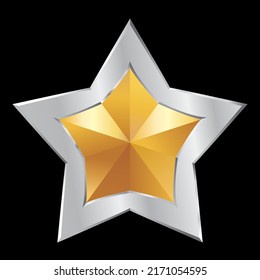 placa de estrella de plata y oro, ilustración vectorial