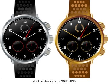Silver and gold watch isolated over white background