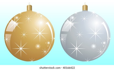 silver and golden ball vector