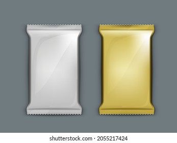 Silver And Golden Blank Glossy Foil Packaging. EPS10 Vector