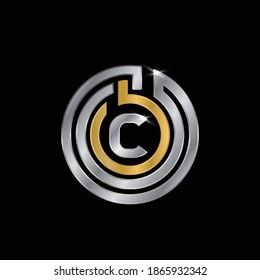 Diseño del logotipo de color plata y dorado para la letra E.