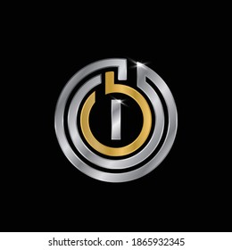 Diseño del logotipo de color plata y dorado para la letra I.