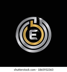  Silver and Golden colored Logo Design for Letter E.