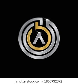  Diseño del logotipo de color plata y dorado para la letra A.