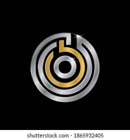  Silver and Golden colored Logo Design for Letter O.