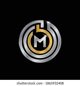  Silber- und Goldenes Logo-Design für Letter M.