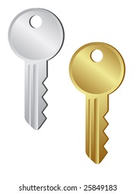 Silver and golden key. Vector illustration.