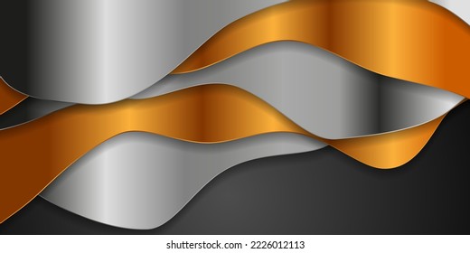 Olas líquidas doradas y plateadas abstractas de fondo elegante. Diseño de vectores