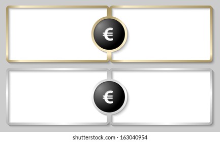 silver and golden text boxes with euro sign