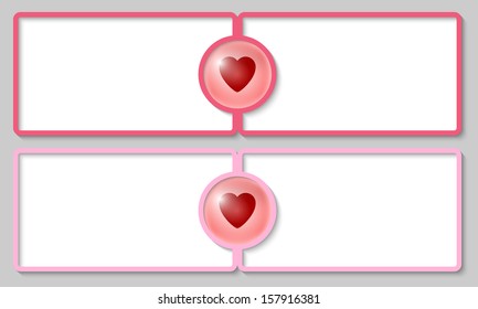 silver and golden text boxes with heart