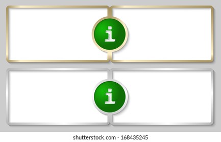 silver and golden text boxes with info icon