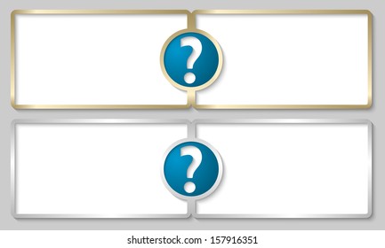 silver and golden text boxes with question mark