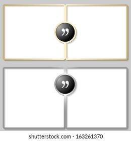 silver and golden text boxes with quotation mark