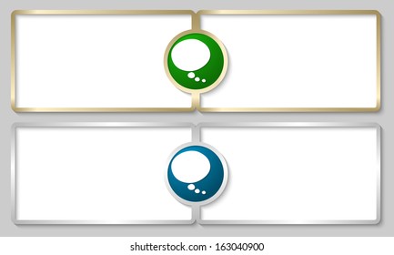 silver and golden text boxes with speech bubble