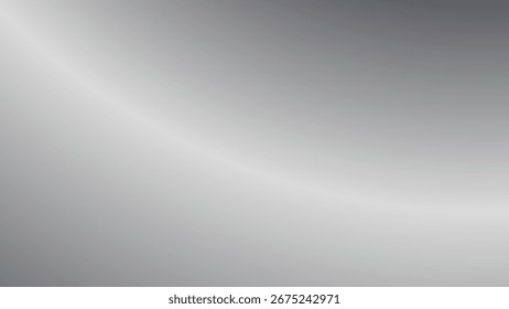 Fondo de gradiente de plata con textura de espejo de metal. Superficie de gradiente cromado con brillo ligero abstracto simple. Vector