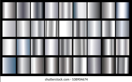 Silver Gradient Background Vector Icon Texture Metallic Illustration. Realistic Abstract Design Seamless Pattern For Frame, Ribbon, Banner, Coin And Label. Elegant Light And Shine Template
