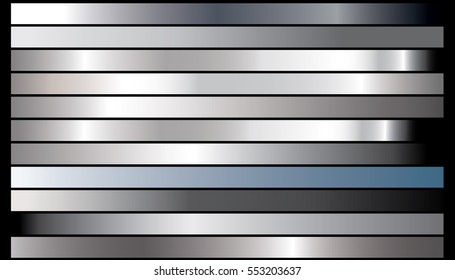 Silver gradient background vector icon texture metallic illustration. Realistic abstract design seamless pattern for frame, ribbon, banner, coin and label. Elegant light and shine template