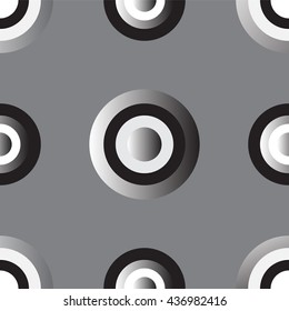 silver gradient black white circle buttons on dark grey background vector illustration image showing on center with pieces on edge and look glossy surface