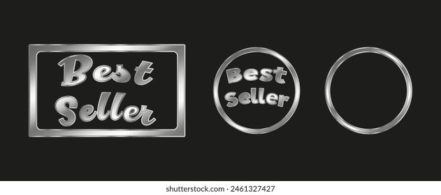 Silver gradient button best seller lettering icon and frame 