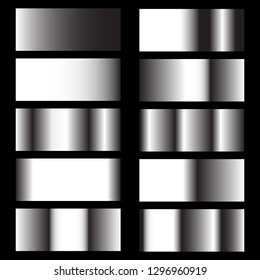 Silver gradient. Collection of colorful gradients with  glossy metal texture for design of covers, banners, posters and other creative projects.
