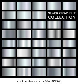 Silver gradient collection for fashion design. Vector illustration EPS 10. Isolated on black background.