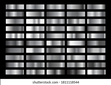 Silver gradient collection, texture set. Shiny vectors illustration for posters, brochure, invitation, wallpaper, flyers, banners.

