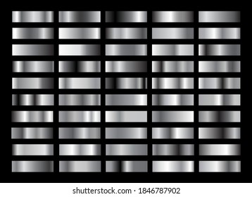 Silver gradient collection, texture set. Shiny vectors illustration for posters, brochure, invitation, wallpaper, flyers, banners.
