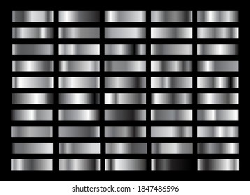 Silver gradient collection, texture set. Shiny vectors illustration for posters, brochure, invitation, wallpaper, flyers, banners.
