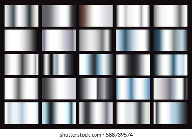 Silver gradient collection for your design.Vector set of silver gradients.