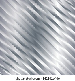Silver gradient diagonal stripes pattern. Abstract modern vector background. Shiny metal wallpaper.