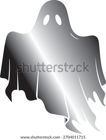 Silver gradient ghost with oval eyes on white background