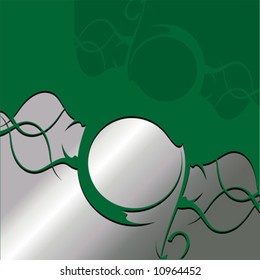 Silver gradient and green square abstract background