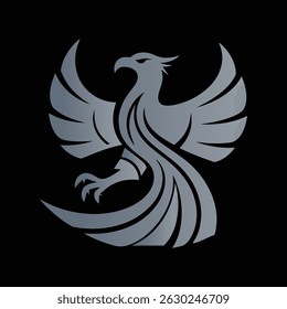 Silver Gradient Phoenix with Flowing Tail