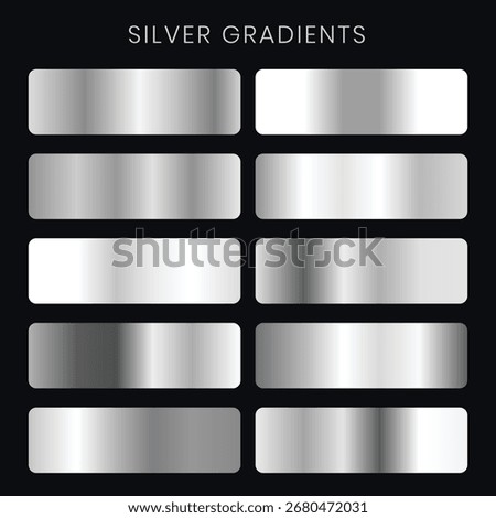 Silver Gradient Swatches Collection – Metallic Tones for UI and Graphic Design