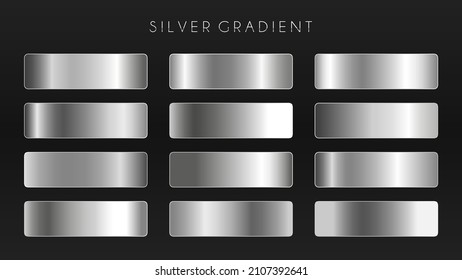 Silver gradient vector set  Steel Metal background templates  Foil texture EPS10