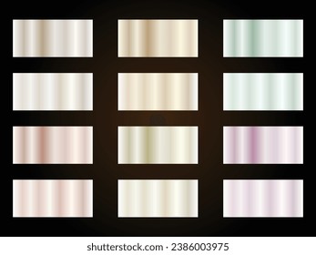 Silver gradient vector set. Steel Metal background templates.