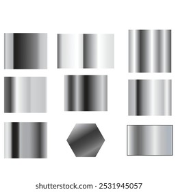 Silver gradient vector set. Steel Metal background templates. Foil texture EPS10