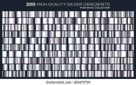 Silver gradient pattern template Set colors for design collection high quality gradients Metallic texture shiny background Pure metal Suitable for text  mockup banner  ribbon ornament 